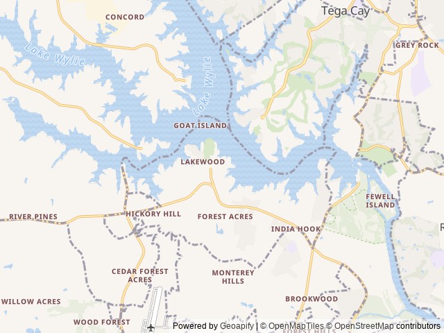 Map of Ebenezer Park location at Rock Hill, SC, United States