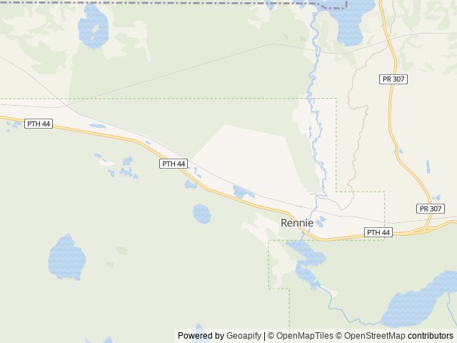 Map of Bedrock Family Campground location at Rennie, MB, Canada