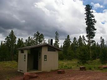 One of the restrooms located on the Browne Lake Campground.