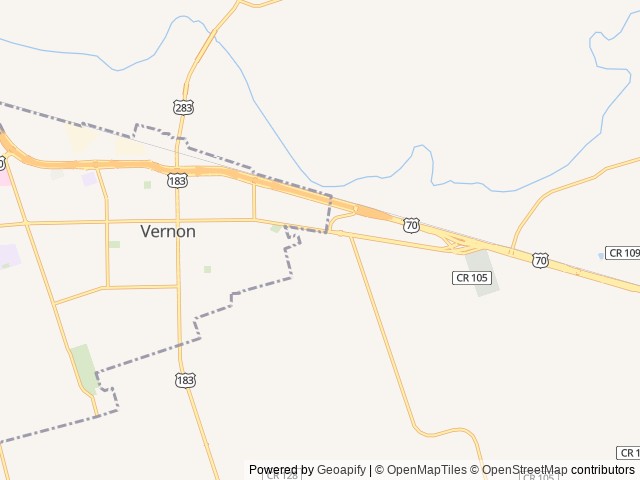 Map of Vernon RV Park location at Vernon, TX, United States