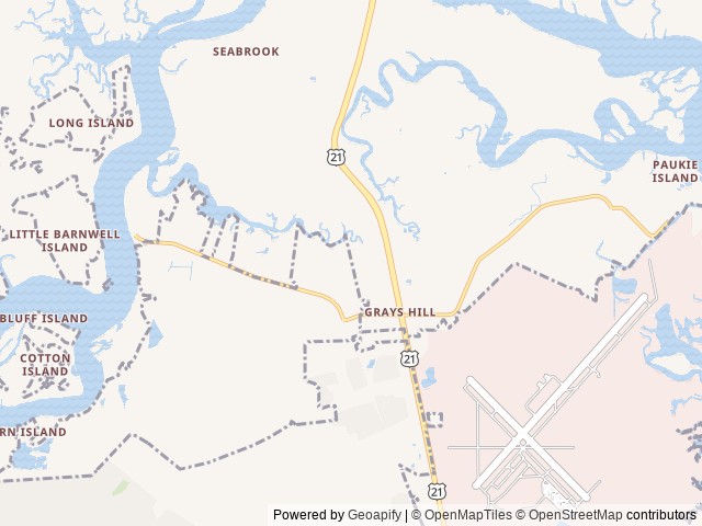Map of Driftwood RV Park And Apartments location at Beaufort, SC, United States