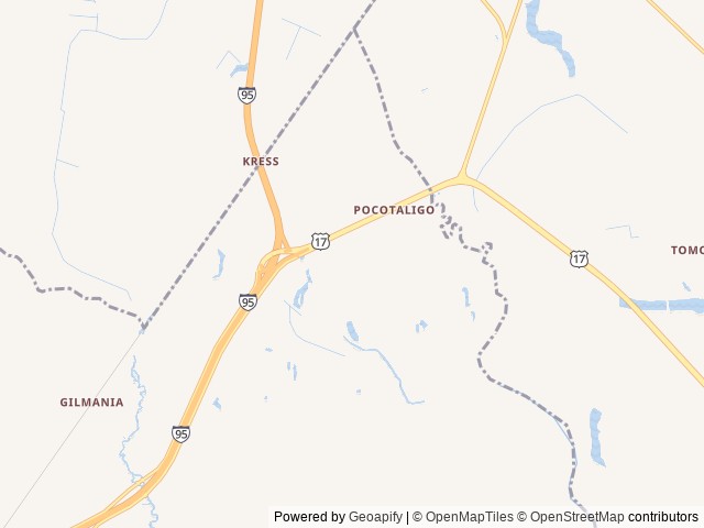 Map of The Oaks at Point South RV location at Yemassee, SC, United States