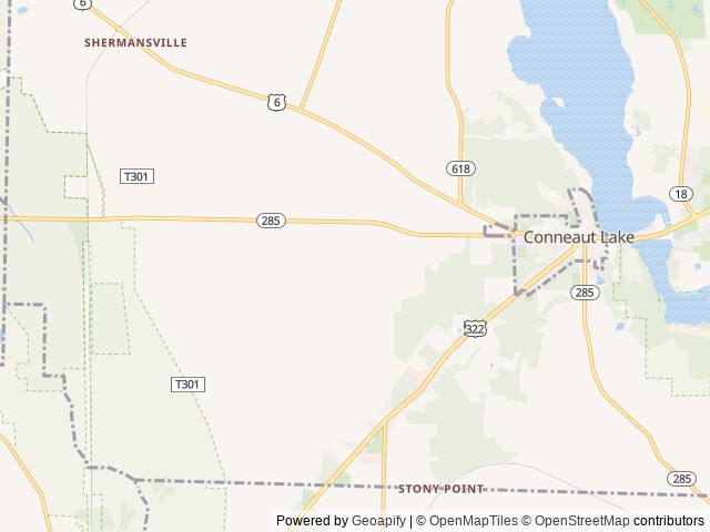 Map of Conneaut Lake Family Campground location at Conneaut Lake, PA, United States