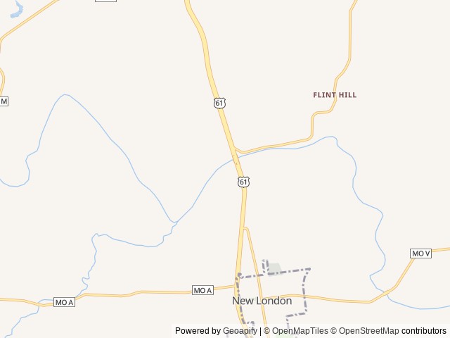 Map of The Meadow Campground & Coffee House location at New London, MO, United States