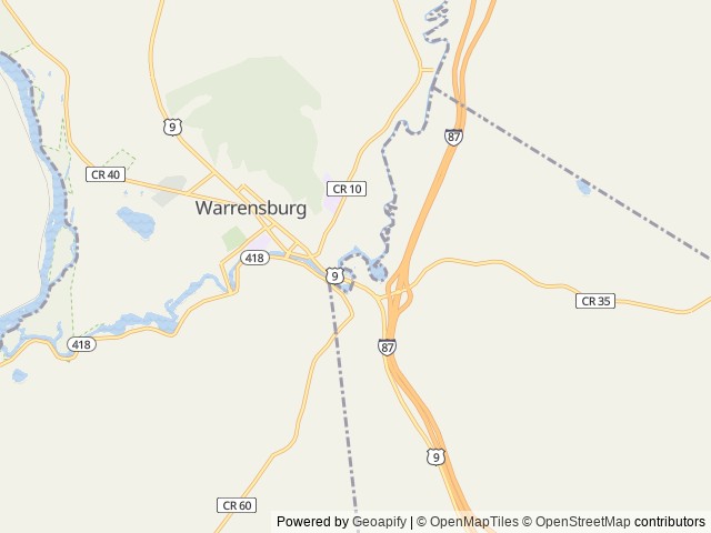 Map of Lake George Riverview Campground location at Lake George, NY, United States