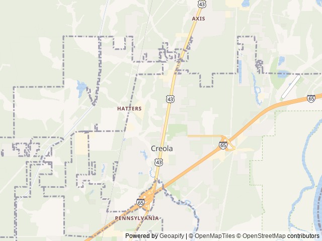 Map of Deer Creek RV Park location at Creola, AL, United States