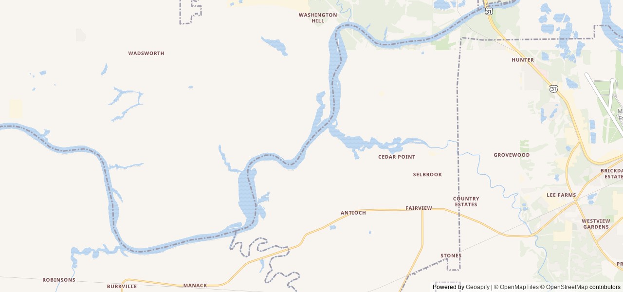 Map of Gunter Hill location at Montgomery, AL, United States