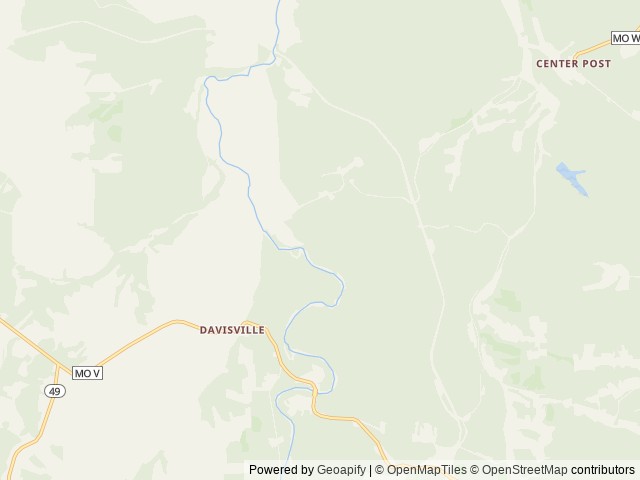 Map of Red Bluff Campground location at Viburnum, MO, United States