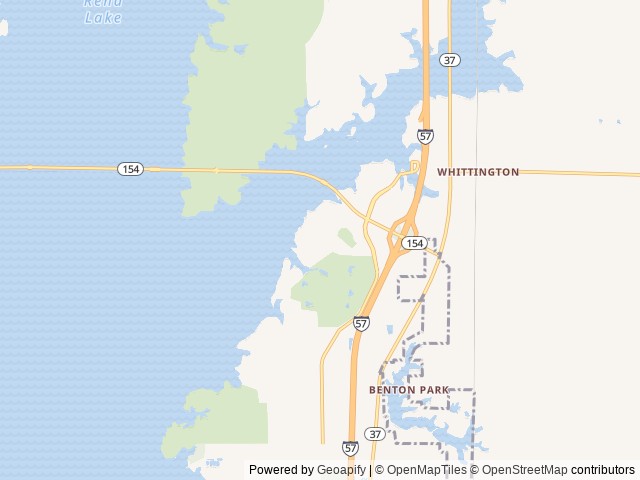 Map of Gun Creek location at Whittington, IL, United States