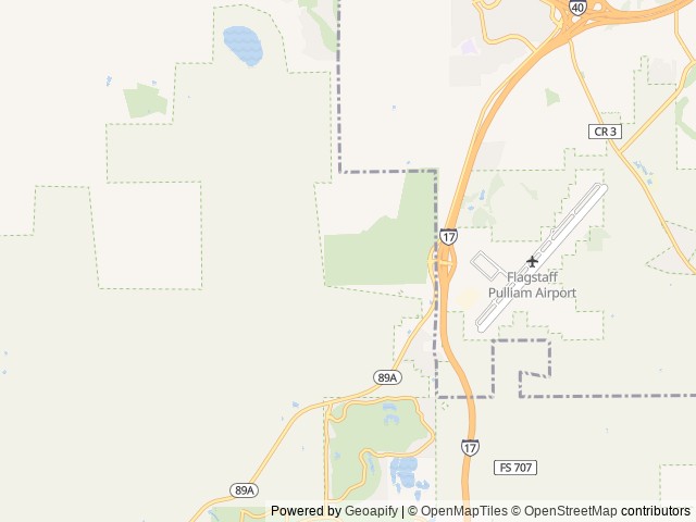 Map of Fort Tuthill County Campground location at Flagstaff, AZ, United States