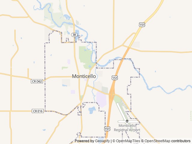 Map of Blue Inn Campground location at Monticello, IA, United States