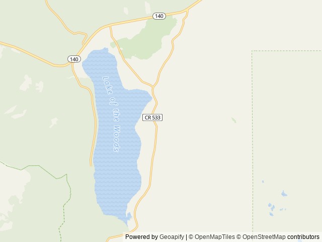 Map of Sunset - Lake of the Woods (OR) location at Klamath Falls, OR, United States