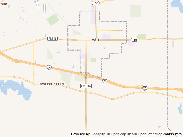 Map of Love's RV Hookup-Van TX 651 location at Van, TX, United States