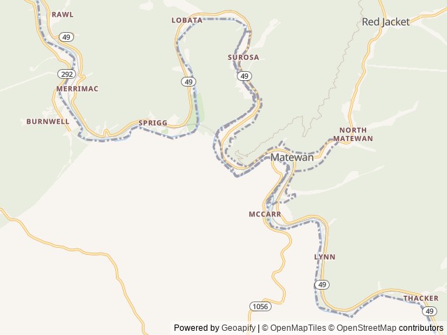 Map of Hatfield's Hideout Riverfront Cabins & Campground location at Mc Carr, KY, United States