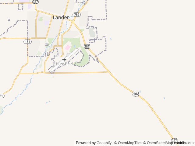 Map of Mountain Range RV Park location at Lander, WY, United States