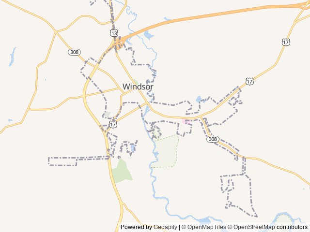 Map of Cashie River Treehouses and Campground location at Windsor, NC, United States
