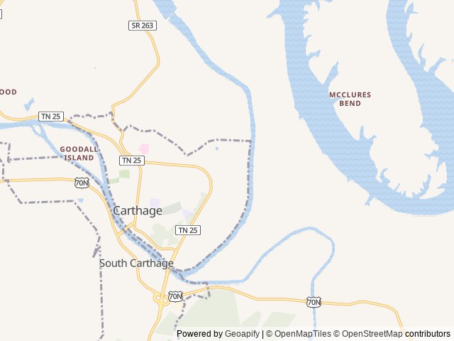 Map of Cumberland Valley RV Ranch location at Carthage, TN, United States