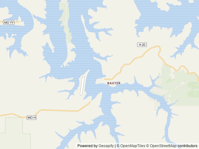 Map of Baxter location at Lampe, MO, United States
