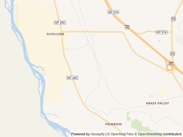 Map of Primrose Meadows Private Campground location at Missoula, MT, United States