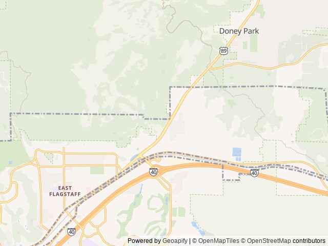 Map of Flagstaff Grand Canyon KOA location at Flagstaff, AZ, United States