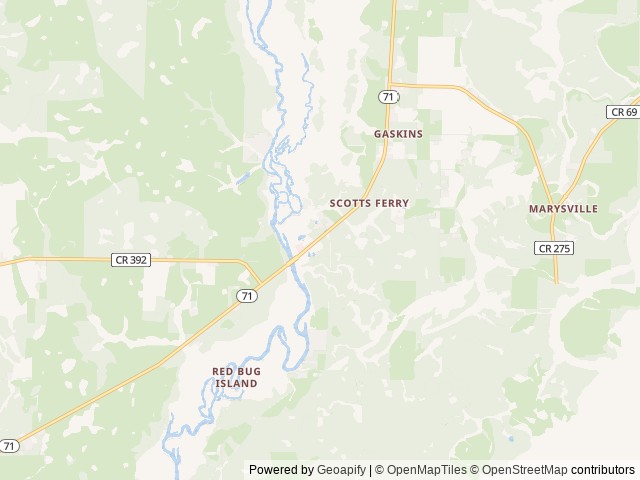 Map of Scott's Ferry Campground location at Blountstown, FL, United States