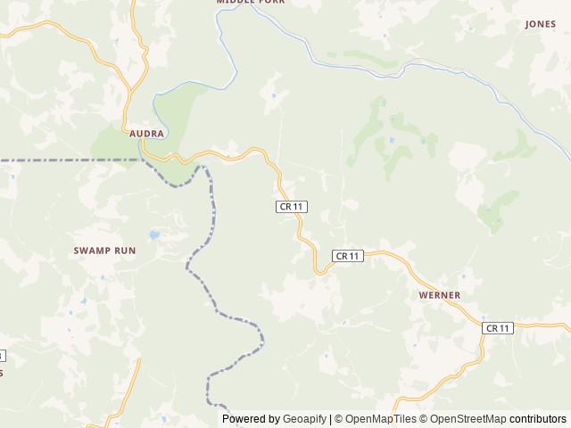 Map of Kick Back N Camp location at Belington, WV, United States