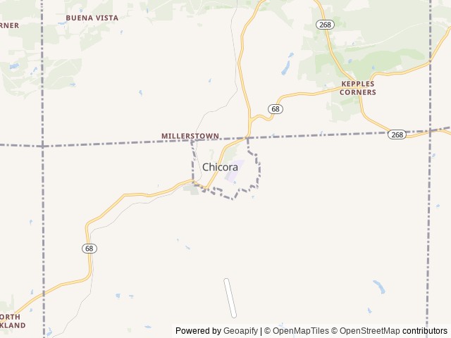 Map for Galloping Getaway near Chicora, PA