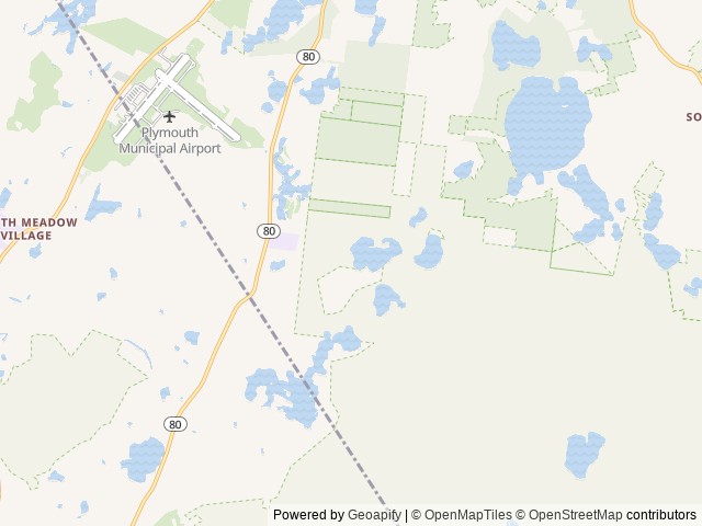 Map of Blueberry Hill Campground location at Plymouth, MA, United States