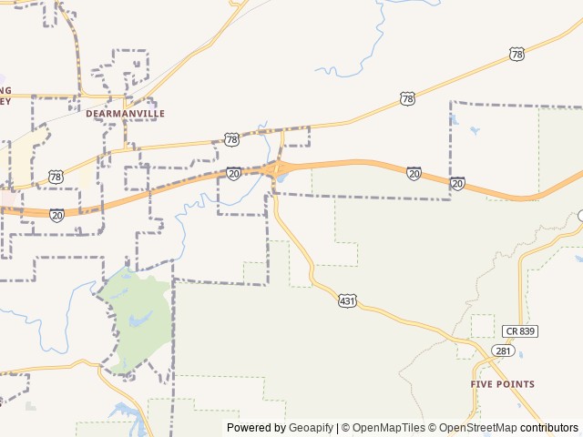 Map of Scenic Drive RV Park and Campground location at Anniston, AL, United States