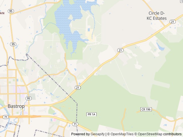 Map of The Pines at Bastrop RV Park location at Bastrop, TX, United States