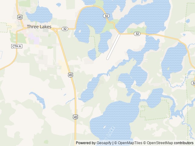 Map for The Northwoods Retreat near Three Lakes, WI