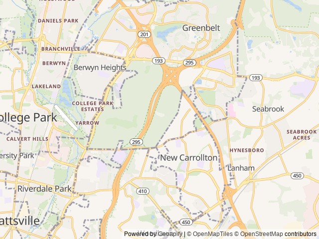 Map of Greenbelt Campground location at Greenbelt, MD, United States