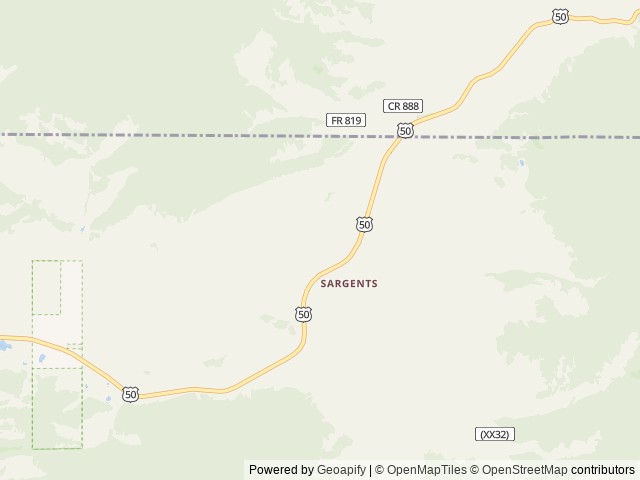 Map of Tomichi Creek Trading Post location at Sargents, CO, United States