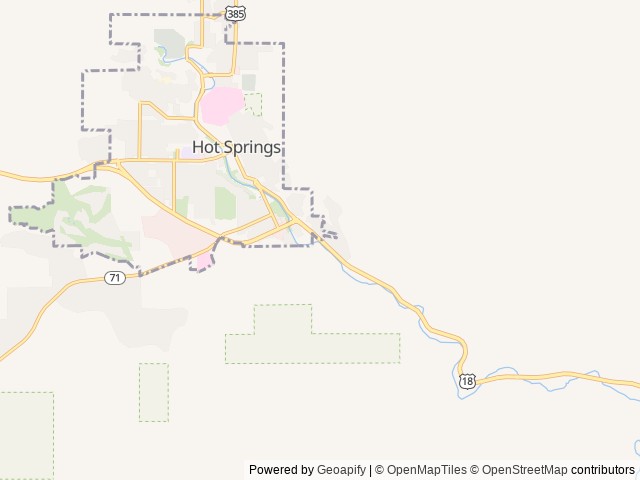 Map of Allen Ranch Campground location at Hot Springs, SD, United States