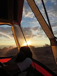 Sunrise From Within a Tent in Saddlehorn Campground