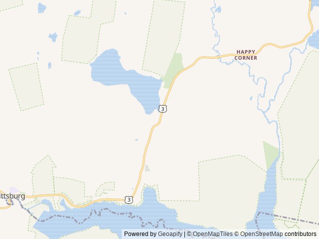Map of Hidden Acres Cabins and Campground location at Pittsburg, NH, United States