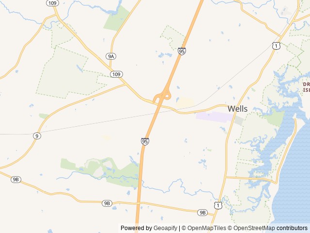 Map of Coastal Woods Campground location at Wells, ME, United States