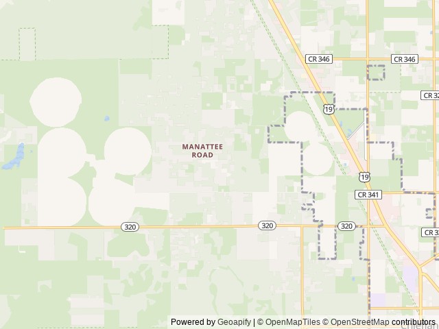 Map of Manatee Springs RV Park location at Chiefland, FL, United States