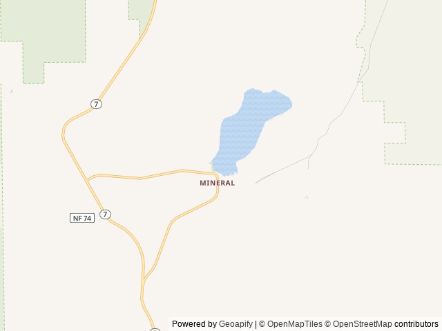 Map of Mineral Lake Lions Den Campground location at Mineral, WA, United States