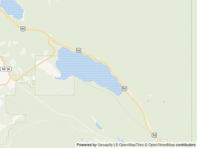 Map of South Dickey Lake location at Eureka, MT, United States