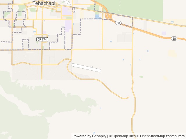 Map of Mountain Valley RV Park location at Tehachapi, CA, United States