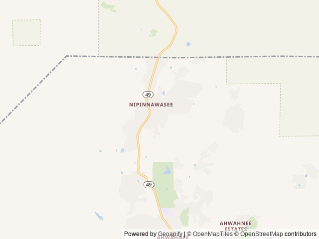 Map of Sierra Mountain Lodge location at Ahwahnee, CA, United States