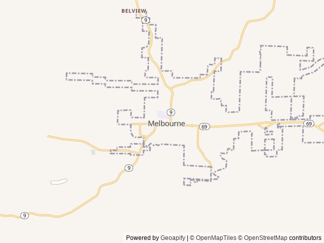 Map of Triangle B Extended Stay location at Melbourne, AR, United States