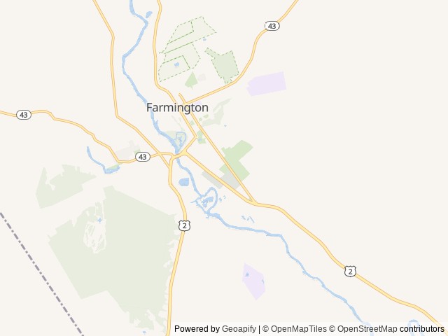 Map of Farmington Fair location at Farmington, ME, United States