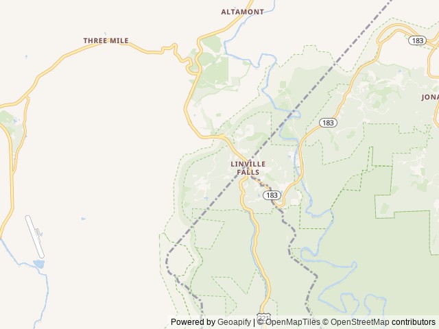 Map of Linville Falls CG RV Park & Cabins location at Linville Falls, NC, United States
