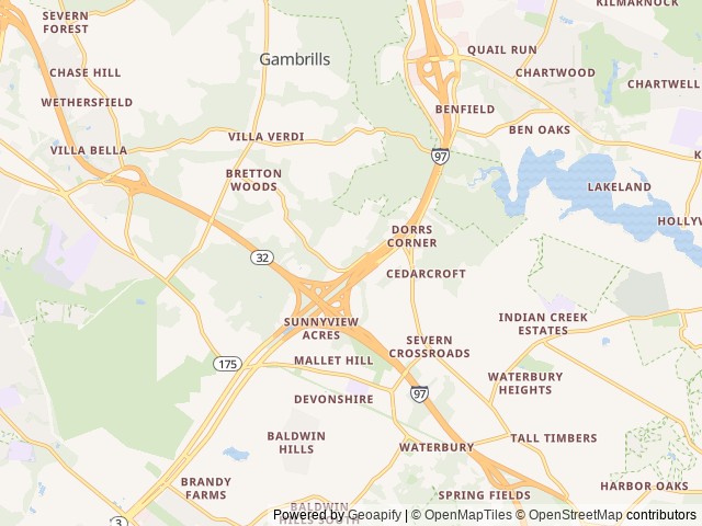 Map of Washington DC / Capitol KOA Holiday location at Millersville, MD, United States