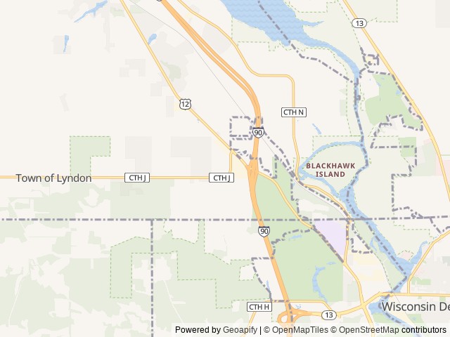Map of Western Woods Campground location at Wisconsin Dells, WI, United States