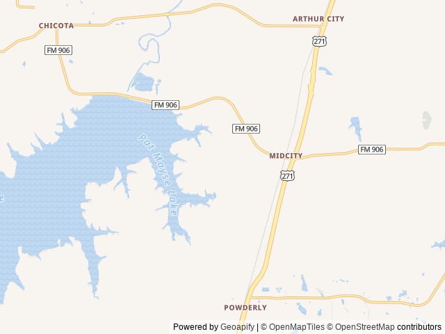 Map of Sanders Cove location at Powderly, TX, United States