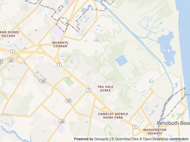 Map of Big Oaks Trailer Park, Inc. location at Rehoboth Beach, DE, United States