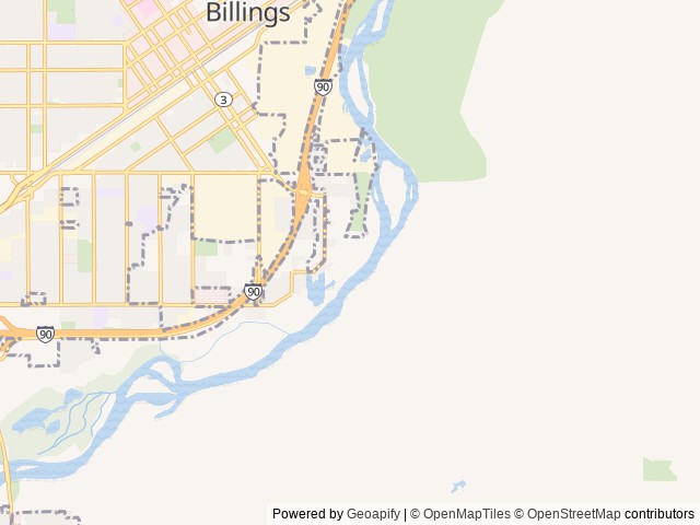 Map of Yellowstone River Campground location at Billings, MT, United States